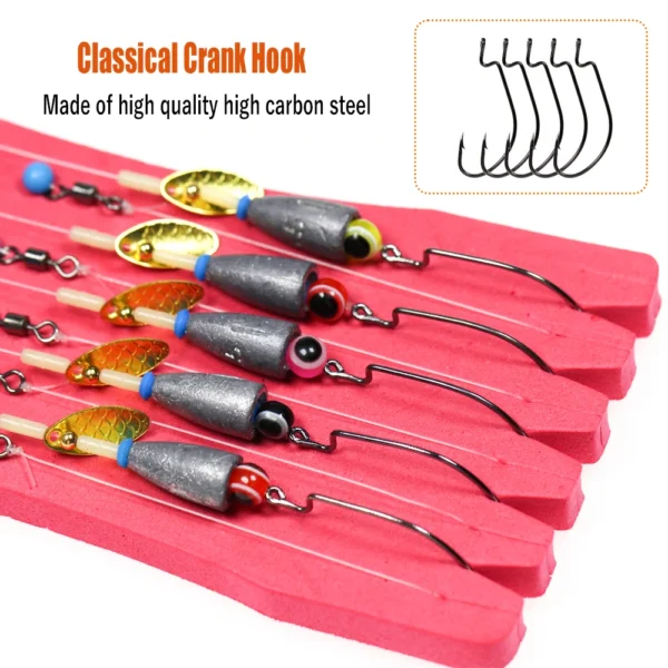 5pcs/lot Texas Rig Set For Bass Fishing Carolina rig Kit Fishing Tackle Fishhooks Carp Fishing Hair Rigs Ready Made boilie Bait - Image 5