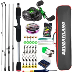 Sougayilang Baitcasting Fishing Rod and Reel Combo 5Section Fishing Rod and 7.2:1 Gear Ratio Reel Full Kit for Bass Carp Fishing