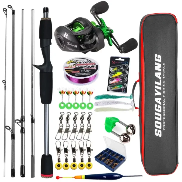 Sougayilang Baitcasting Fishing Rod and Reel Combo 5Section Fishing Rod and 7.2:1 Gear Ratio Reel Full Kit for Bass Carp Fishing