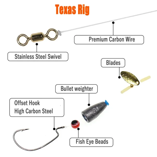 5pcs/lot Texas Rig Set For Bass Fishing Carolina rig Kit Fishing Tackle Fishhooks Carp Fishing Hair Rigs Ready Made boilie Bait - Image 2